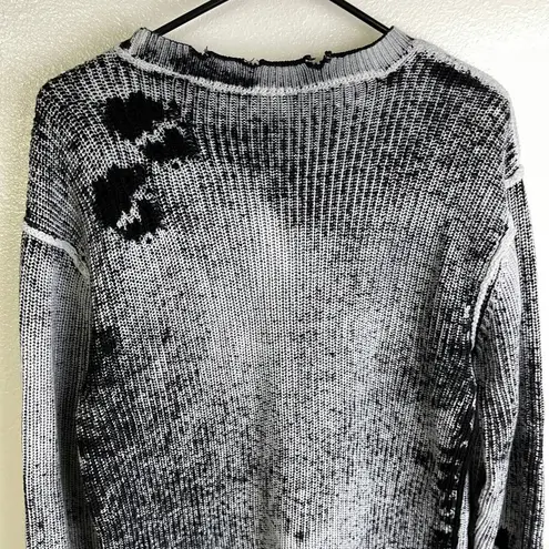 SER.O.YA Distressed Sweater XS Womens Black White Pullover Punk Grunge Goth NWOT