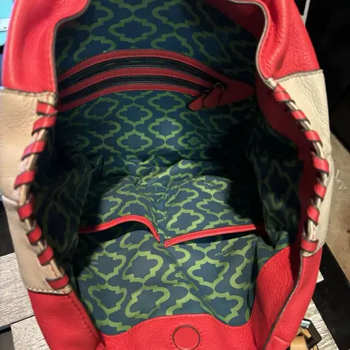 OrYANY Lyssie Large Pebbled Leather Colorblock Shoulder Bag Tote Red Gray - Image 7