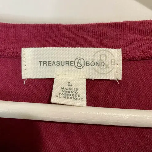 Treasure & Bond Women’s NYC Cheetah Long Sleeve Tee Burgundy Size Large NWT