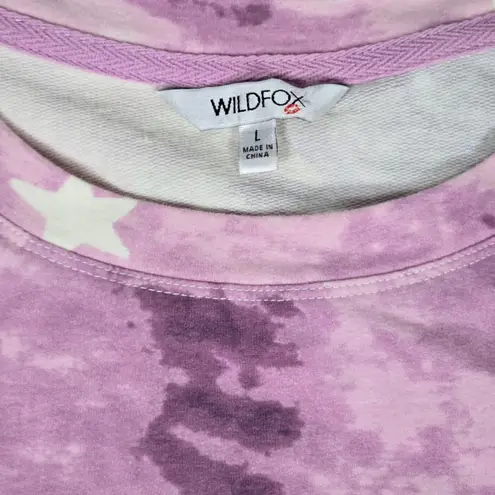 Wildfox  Purple Tie Dye Stars Pullover Sweatshirt L‎
