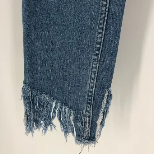 Free People We the Free Great Heights Distressed Frayed In Sky Skinny Jeans Cropped size 26