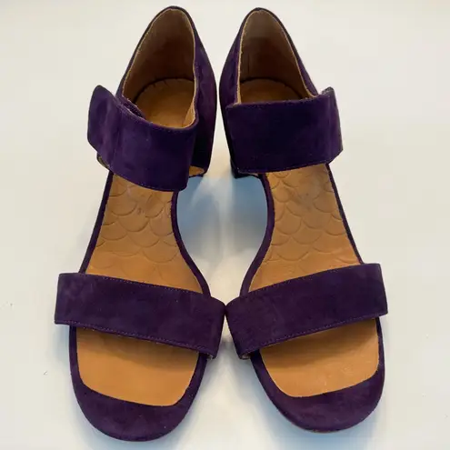 Chie Mihara Purple Sandal Heels EU 38.5 US 8.5 Block Heel Leather Anthropologie Size 7.5