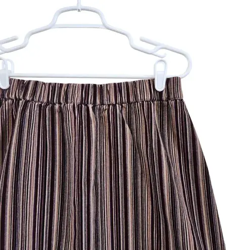 American Eagle Stripes Corduroy Elastic Waist Mini Skirt Brown Size Medium