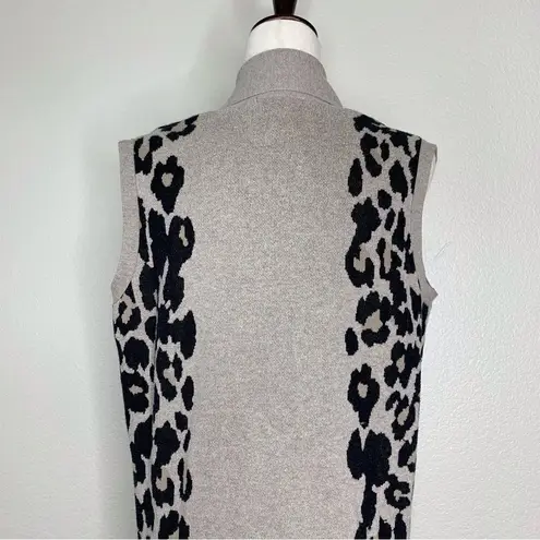 Lane Bryant  Wool Blend Leopard Sleeveless Duster Open Front Long Cardigan