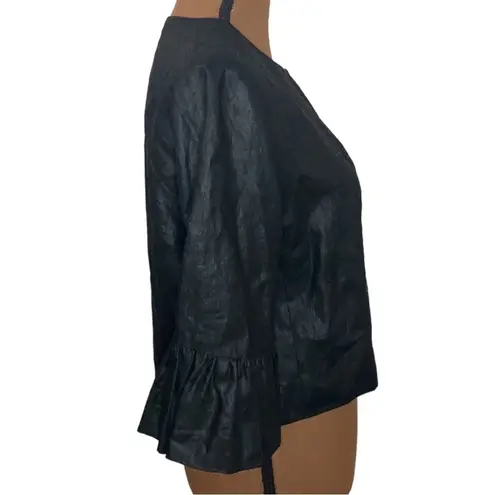 Ralph Lauren New  Black label coated linen cropped jacket with bell sleeves sz 10