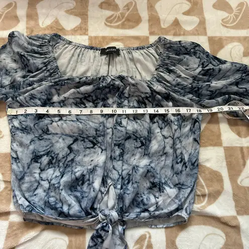 Karen Kane Tie Front Top Blouse Marble Print Long Sleeve XS