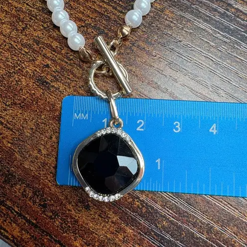 Sonoma Elegant Gold Layered Necklace with Black Rhinestone Pendant