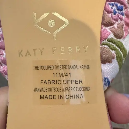 Katy Perry NWT The Tooliped Twisted Sandal Heel Pink and Green Floral Size 11M
