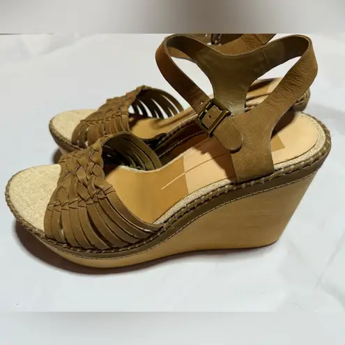 Dolce Vita Women's Ria Taupe Nubuck D'Orsay Wedge Sandals size 9.5 tan