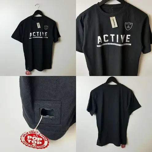 NEW Active Ride Shop T Shirt Bottle Opener Graphic Tee Short Sleeve Black Small