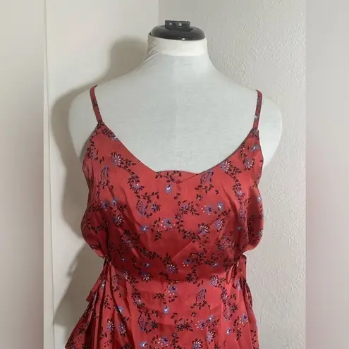 ABS Allen Schwartz NWT earth red floral print adjustable strap sinch waist S
