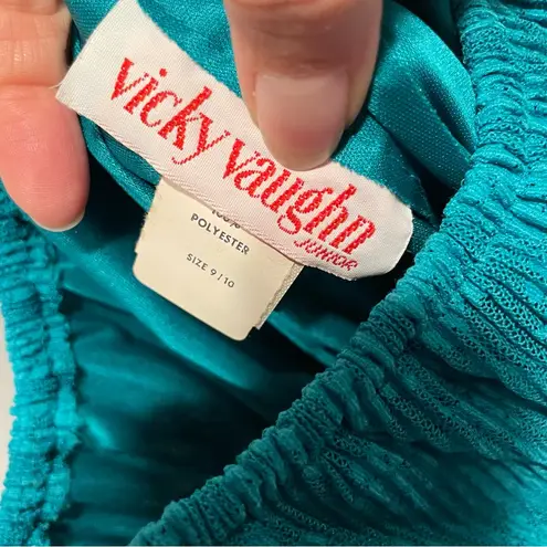 Vintage 70’s aquamarine lace top pleated maxi boho magical mermaid dress Blue