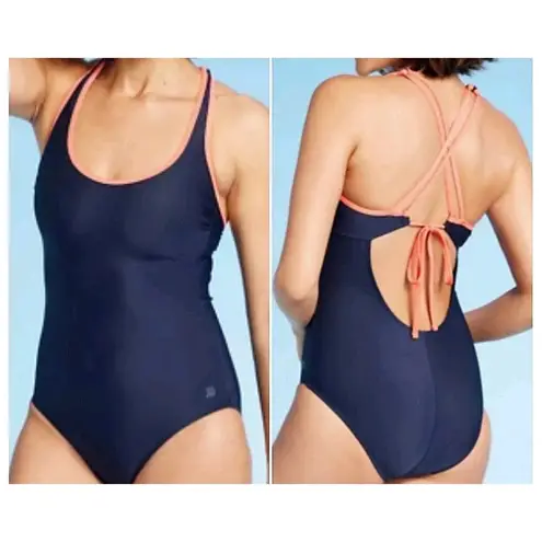 All In Motion size small Navy blue orange / coral blue swimsuit one piece swim