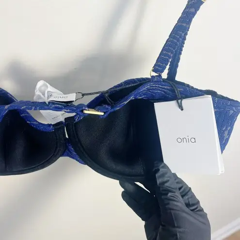 ONIA Womens Dalia Textured Bikini Top Blue Size Medium New