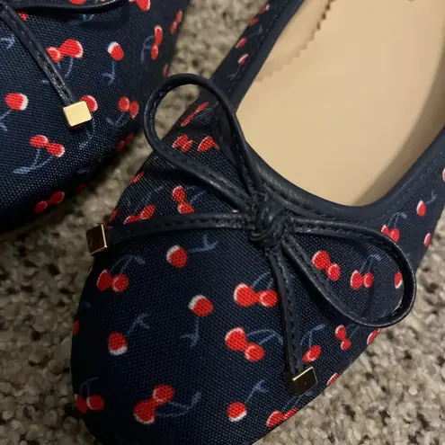 Charter Club  Womens Navy Cherries Kaii Round Toe Slip On Ballet Flats  Shoes 9 M