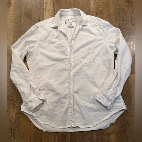 Frank & Eileen Barry Tailored Button-Up White Shirt Famous Demin Medium