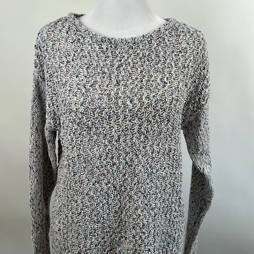 Denim & Co Womens Naturals Boatneck Sweater Top Multi Color Size XS Coastal Blue