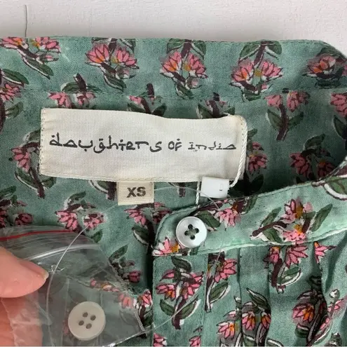 Daughters of India women's XS extra small prairie sage Green Puff Sleeve dress