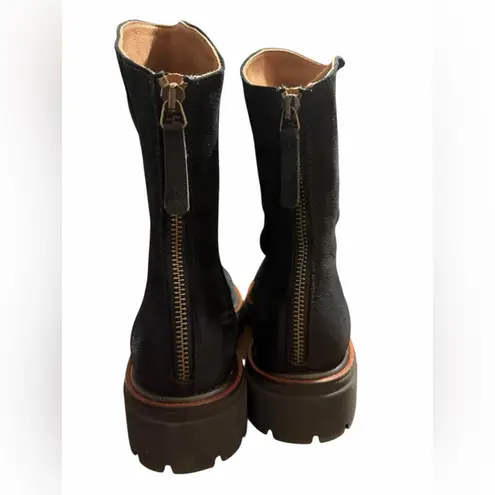 Paul Green $500 NEW NOBU ZIP-UP BOOT BLACK NUBUCK SLOUCHY PLATFORM 8.5 (TC19)