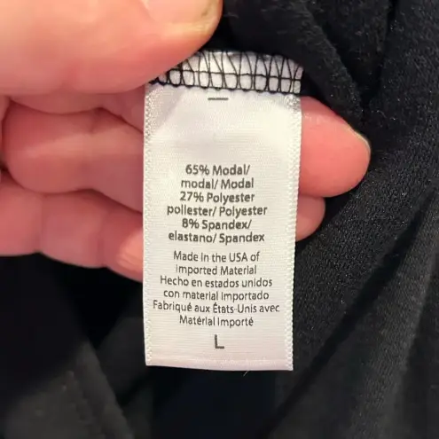 Beyond Yoga Black Overlapping Long Sleeve Fleece Jumpsuit Large