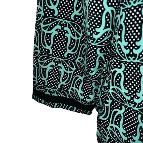 Tracy Negoshian Black & Green Georgia Polka Dot Swirl Tunic Top NWOT XSmall