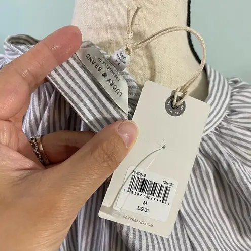 Lucky Brand  Women's Grey Striped Shirt Dress Size M NWT