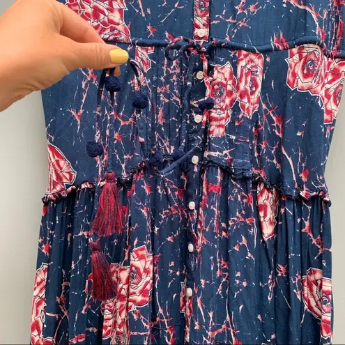 Poupette St. Barth Floral Sleeveless Summer Maxi Dress Medium