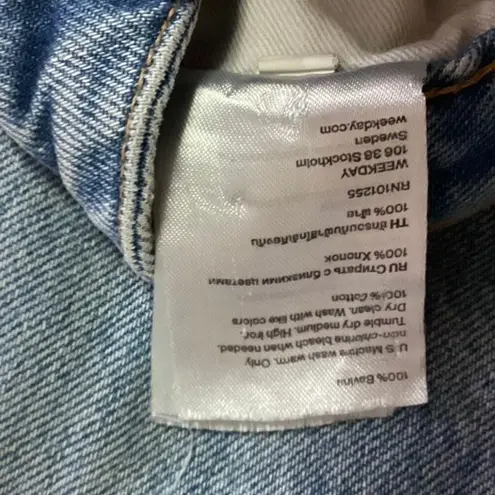 Weekday Blue Meg High Rise Straight Tapered Leg Medium Wash Mom Denim Jeans 32