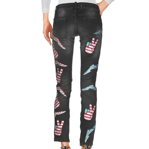 PHILIPP PLEIN Illegal Tight Club Crystal Skinny Jeans Stiletto Grey Size 26 NWT Gray