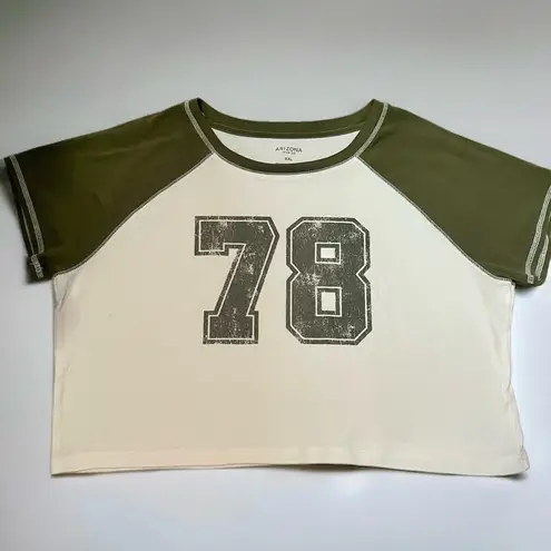 Arizona Jeans ARIZONA Women’s Green Varsity Crop Top Sporty T-Shirt