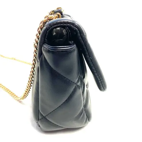 Badgley Mischka Black Quilted Faux Leather Crossbody Shoulder Bag Purse