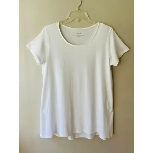 Pure Jill Sz S Oversized Scoop Neck Elliptical Tee Shirt Pullover Blouse Tunic White