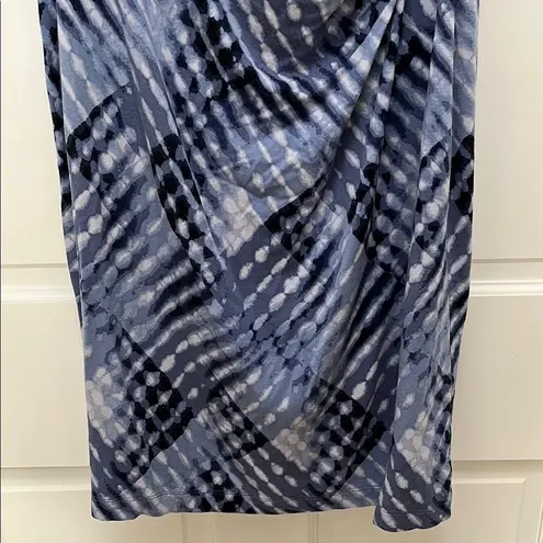 Nic+Zoe Sleeveless Gathered Waist Blue Watercolor Print Dress - Size Medium