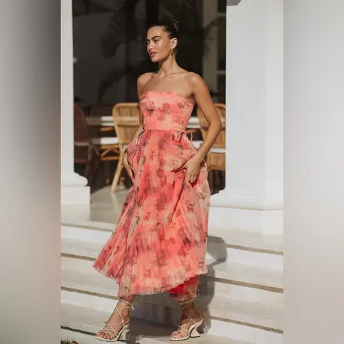 Hutch Costella Pink Blush Floral Tulle Gown Dress size 4