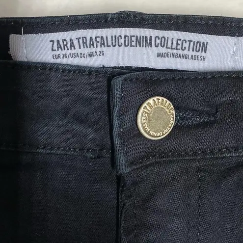 ZARA Trafaluc Denim Collection Side Stripe Skinny Jeans Black Yellow Women’s Sz 4