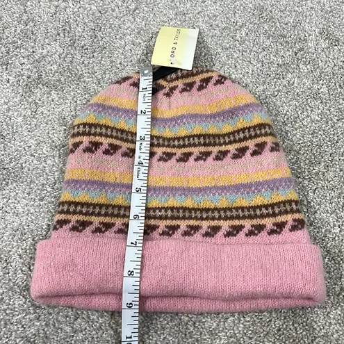 New Lord and Taylor Angora Wool Pink and Brown Stripe Knit Winter Cap Beanie