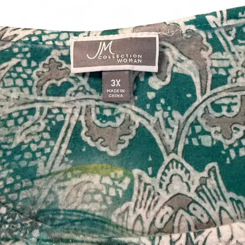 JM Collection Woman 3X Peacock Feather Rhinestone Tunic Top Plus Size