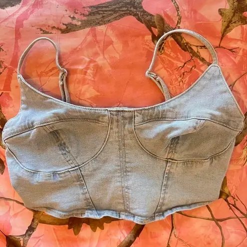 West of Melrose denim corset crop top y2k