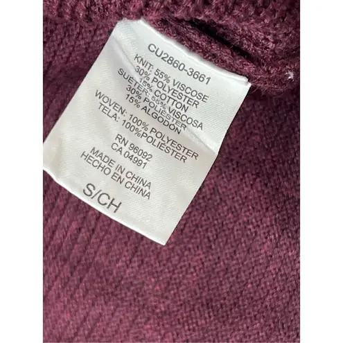 Hilary Radley Heather Burgundy V-neck Shirttail Sweater sz Small Retails $107
