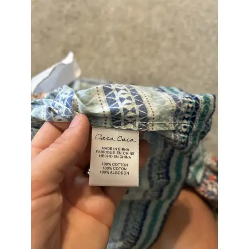 Cara Cara || Janie Dress in Palm Medallion Teal Small Blue