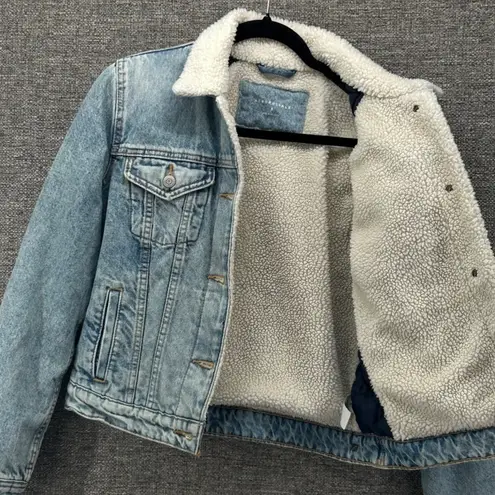 Aeropostale Trucker Jacket Small Y2K Preppy Sherpa Lined Grunge Punk Baddie Blue