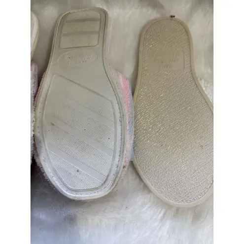 Mark Traver's Pink Blue White Striped Terry Cloth Slide Slippers Small USA Made Size 7