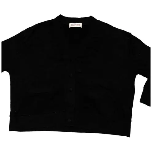 NWOT LESJOUR BLACK BUTTONED CARDIGAN BIZ
