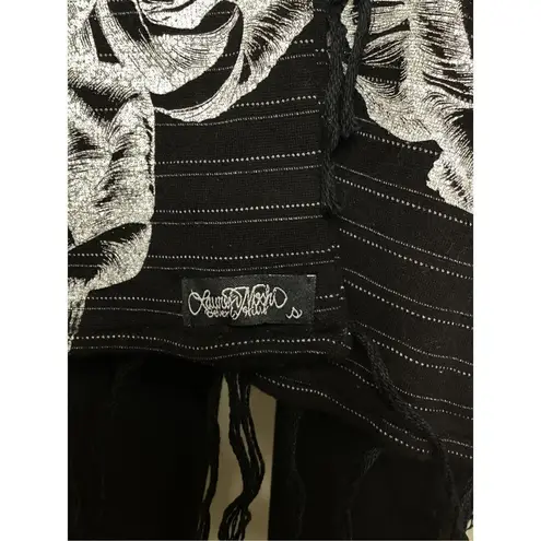 Lauren Moshi New. black floral stripe scarf. Retails $169
