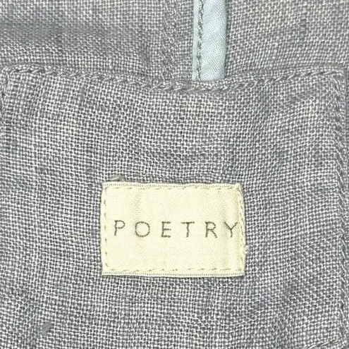 Poetry Blue 100% Linen Lightweight Blazer Jacket Sz 6 Pockets Unlined Lagenlook