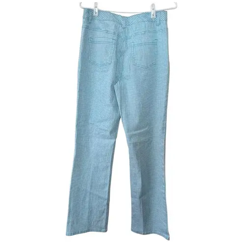 Diane Gilman Blue and White Gingham Stretch Jeans Trousers Y2K Size 8