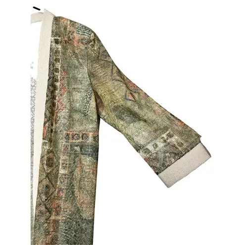 R & M Richards Vintage By Karen Kwong Green Multicolor Duster