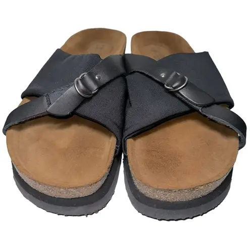 Naot Women’s Size 10 Black Strappy Buckle Cork Platform Wedge Sandals Slides