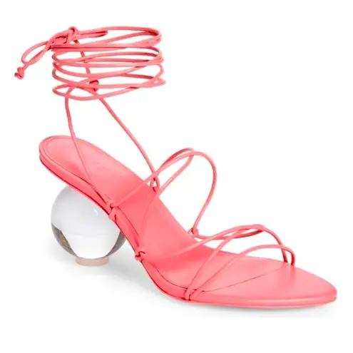 Cult Gaia Su Strappy Lace-Up Sandals Heels Blossom Pink Acrylic Heel NEW Size 41