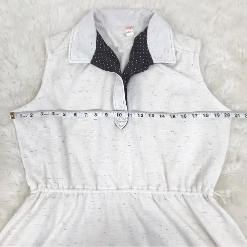 VINTAGE 80s Fit & Flare Sleeveless Shirt Dress Midi Ivory Brown Plus Size 14 16 White